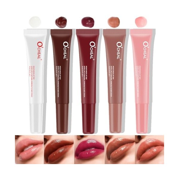 Hydrating Lip Gloss Set, Brillant à Lèvres Haute Brillance Hydratant Et Repulpant Aux Couleurs Nudes Rouge à Lèvres Liquide B