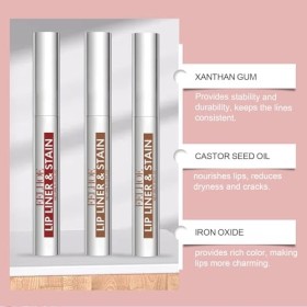 3 couleurs Peel Off Lip Liner Stain - Longue durée - Imperméable - Peel Off - Crayon à lèvres amovible - Très pigmenté - Fini