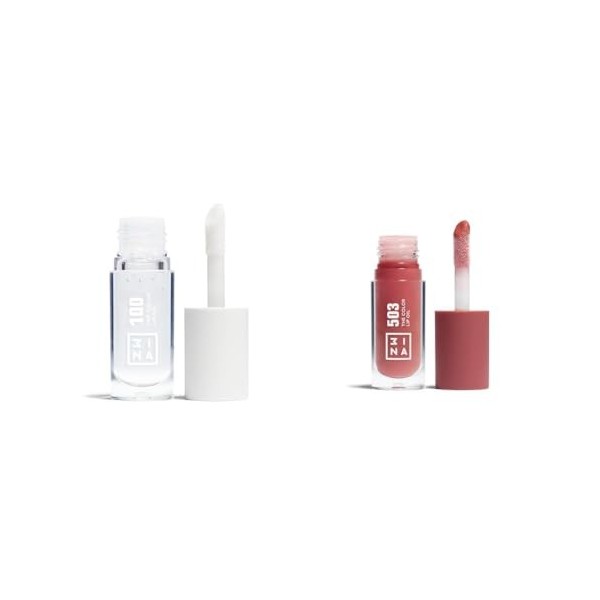 3INA MAKEUP - The Color Lip Oil 100 + The Color Lip Oil 503 - Transparent + Nude - Baume à Lévre avec Acide Hyaluronique - 24