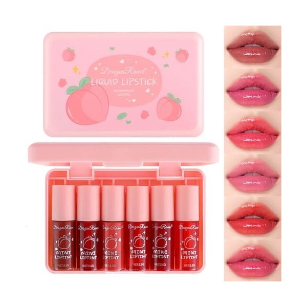 TITIMORE 6 Couleur Lip Tint Stain Set Rouges à Lèvres Liquides Hydratants pour Joues et Yeux Moisturizing Lip Gloss Hydratant