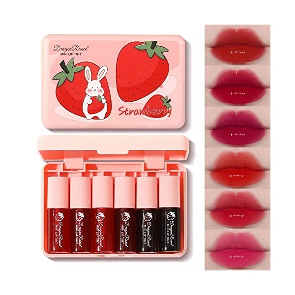 TITIMORE 6 Couleur Lip Tint Stain Set Rouges à Lèvres Liquides Hydratants pour Joues et Yeux Moisturizing Lip Gloss Hydratant