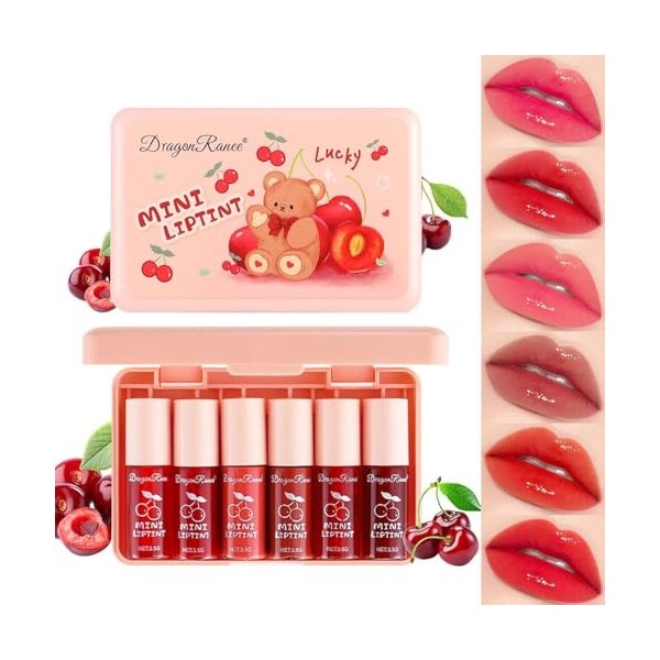 TITIMORE 6 Couleur Lip Tint Stain Set Rouges à Lèvres Liquides Hydratants pour Joues et Yeux Moisturizing Lip Gloss Hydratant