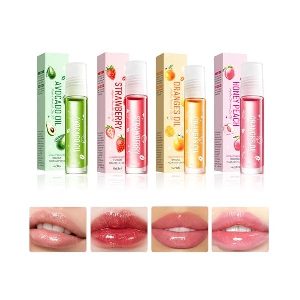 WishesMar Lot de 6 Huile à Levre Repulpantes Transparentes au Goût de Fruits Lip Oil Hydratantes Longue Durée Lip Gloss Pour 