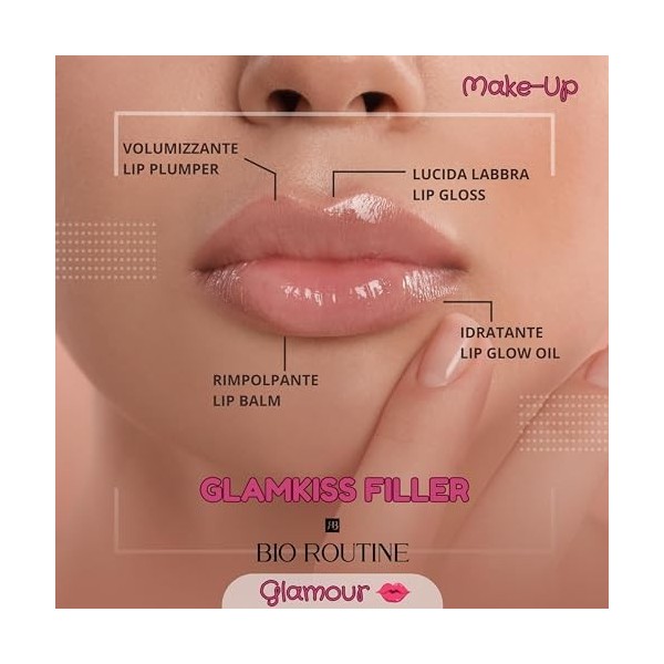 Glamkiss Filler Lip Plumper & Gloss Lèvres BIO ROUTINE 10ml - Puissant Repulpant Effet Botox - Gloss Volumateur pour Lèvres, 