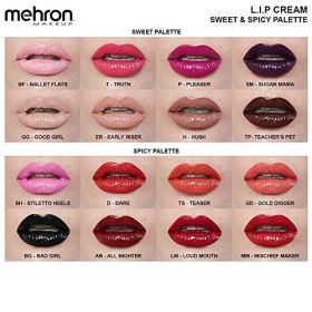 Mehron Maquillage Semi-Matte LIP crème très pigmentée 8 Palette de couleurs: Sweet 