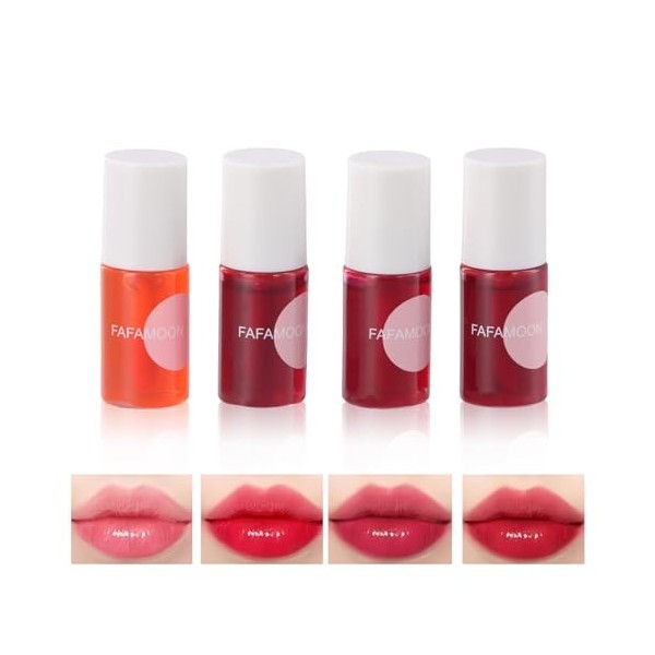 4 Couleurs Mini Lip Tint Korean, Mini Liquide Lipstick, Brillant à Lèvres Naturel, Rouge à Lèvres Hydratant, Tenue Longue Dur