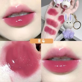 Mrettick 3 Couleurs Lip Tint Keychain Liquid Lip Tint Coloring Set, Beau Brillant à Lèvres Hydratant Naturel, Coupe Antiadhés