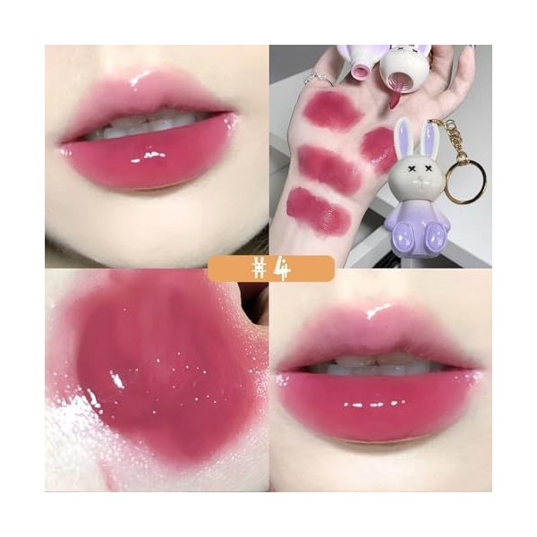 Mrettick 3 Couleurs Lip Tint Keychain Liquid Lip Tint Coloring Set, Beau Brillant à Lèvres Hydratant Naturel, Coupe Antiadhés