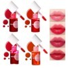 Lip Tint Stain Set, 4 Couleurs Mini Liquid Water Tint, Fruit Juice Lip Tint Set Non Sticky, Encre à Lèvres Mate, Multi-Use Li