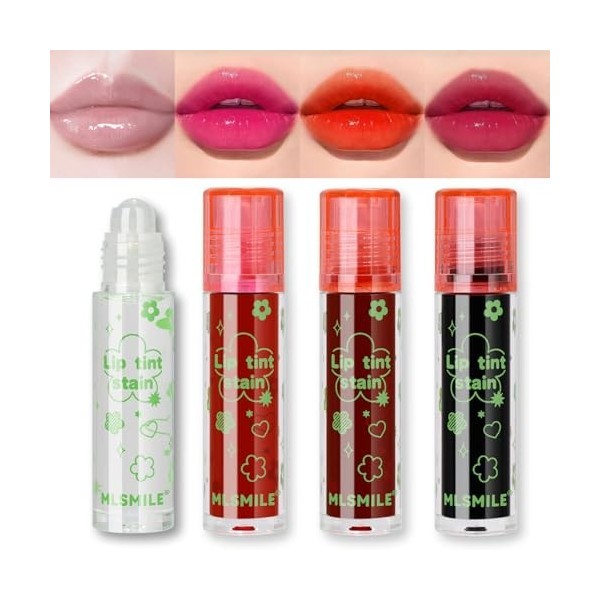 NewBang Ensemble de 4 teintes de baumes à lèvres et joues teintées hydrofuges, légères, hydratantes et repulpantes, à appliqu