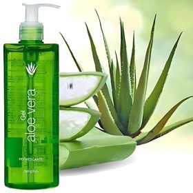 Aloe vera en gel 390 ml, extrait de camomille, testé dermatologiquement, soin hydratant pour la peau et les cheveux – coup de