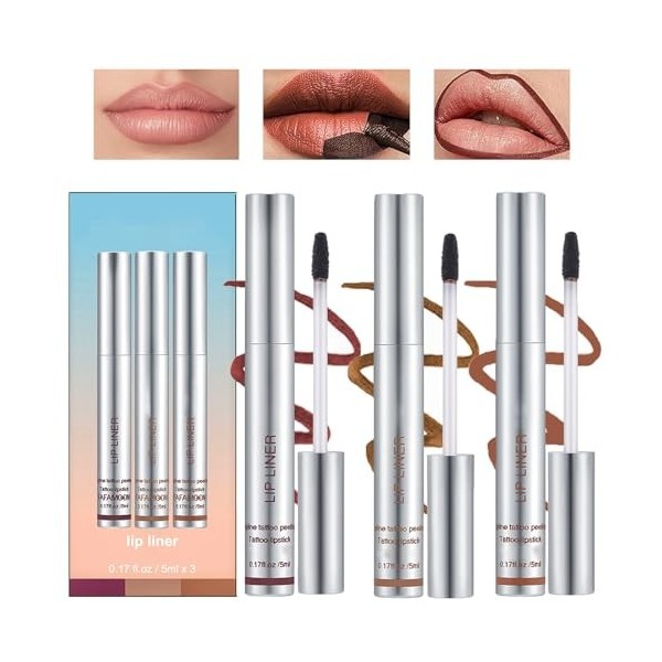 Sitovely 3PCS Crayons à Lèvres Pelables,Peel Off Lip Liner Tattoo Peel Off Lip Liner Stain,Taches pour Crayons à Lèvres Pelab