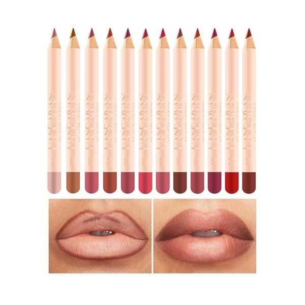 12 Crayons à lèvres mats professionnelsRouge à lèvres matContouring Matte Lip PencilLong Lasting Colour Lip LinerSet de crayo