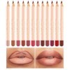 12 Crayons à lèvres mats professionnelsRouge à lèvres matContouring Matte Lip PencilLong Lasting Colour Lip LinerSet de crayo