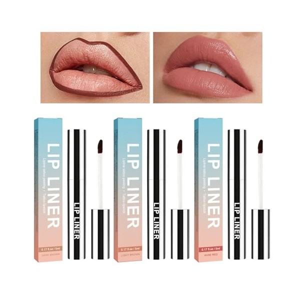 3 Pièces Crayon Contour des Lèvres Amovible, Tatouage Pelable, Lip Liner, Crayon à Lèvres Longue Durée, Crayon à Lèvres Amovi