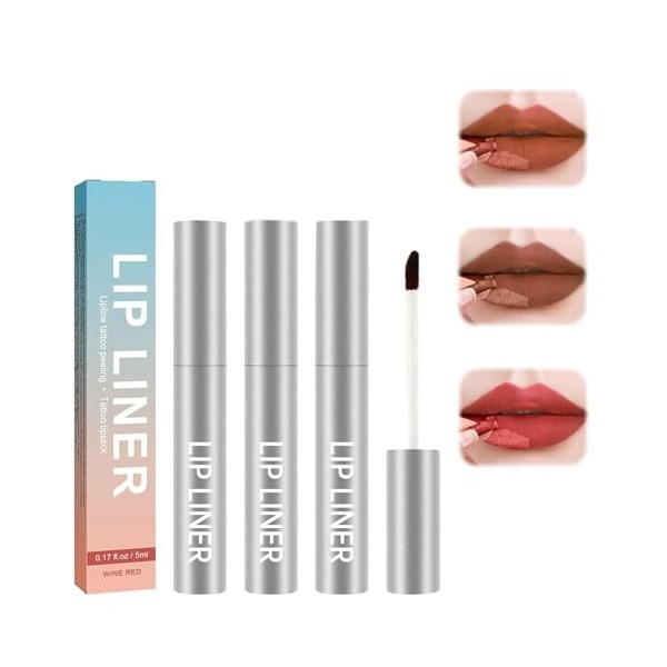 Tkekruh 3PC Crayon à LèVres Peel Off Detachable Lip Liner Peel Lip Liner Décollez la tache du crayon à lèvres For All Skin Ty