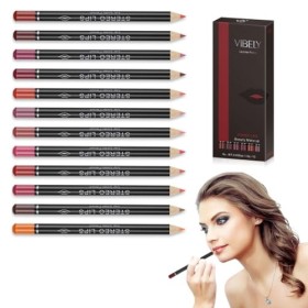 Reccisokz 12 pièces Crayon a levre Crayons à lèvres 12 couleurs Crayon imperméable Lip Liner Set contours cosmétiques Stylo a