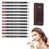 Reccisokz 12 pièces Crayon a levre Crayons à lèvres 12 couleurs Crayon imperméable Lip Liner Set contours cosmétiques Stylo a