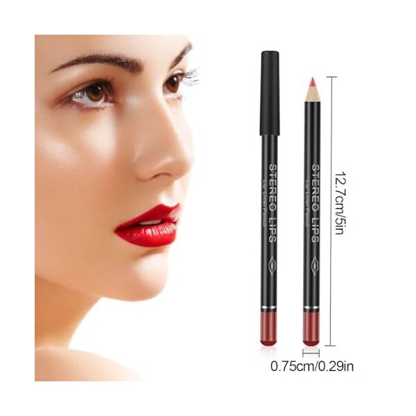 Reccisokz 12 pièces Crayon a levre Crayons à lèvres 12 couleurs Crayon imperméable Lip Liner Set contours cosmétiques Stylo a