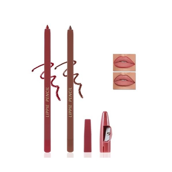 Apooliy Crayon Lip Liner mat,Crayon à lèvres rétractable hautement pigmenté,Crayon à lèvres nude pour toute la journée avec t