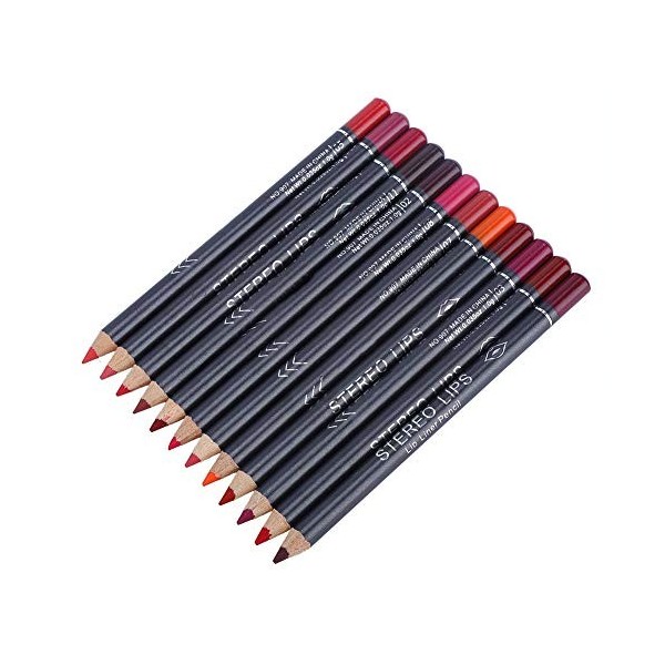 Stylo rouge à lèvres, longue durée 12 couleurs/ensemble stylo eye-liner sans irritation Comestic outil crayon crayon à lèvres