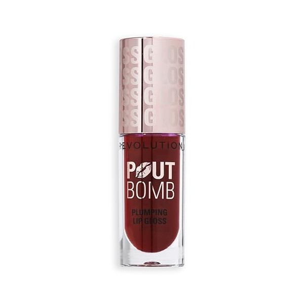 Revolution Beauty, Pout Bomb Gloss Repulpant, Brillance Intense pour des Lèvres Pulpeuses avec Acide Hyaluronique & Peptides,
