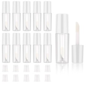 Molain Lot de 10 tubes vides de gloss, rechargeables, transparents, pour gloss à lèvres, cosmétique, maquillage blanc 