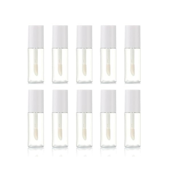 Lot de 10 tubes vides de gloss, rechargeables, maquillage pour les lèvres, transparents, gloss transparent, pour gloss à lèvr