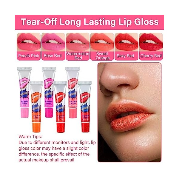 Peel Off Lip Gloss 12 Pcs Rouge a Levre Peel Off Lip Tattoo Peel Tattoo Lipstick Peel Off Lip Stain Tattoo Peel Off Lip Mask 