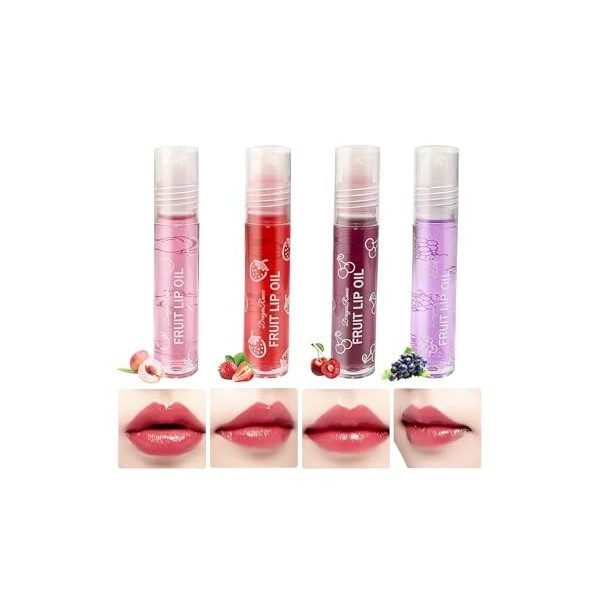 NebulaGlam Brillants À Lèvres Aux Fruits, Fruity Roll On Lip Gloss, Huile À Lèvres Transparente Incolore, Repulpeur Hydratant