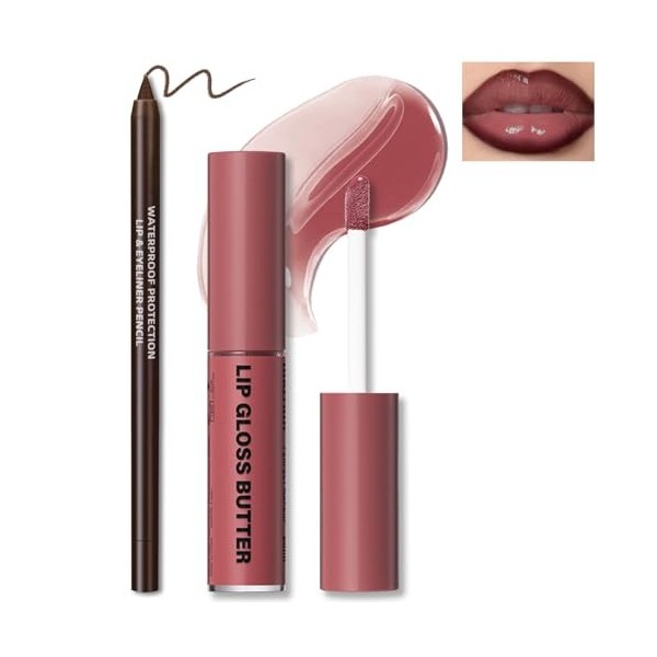 NewBang Ensemble de maquillage comprenant un gloss hydratant brillant et léger à fini haute brillance, un gloss repulpant et 