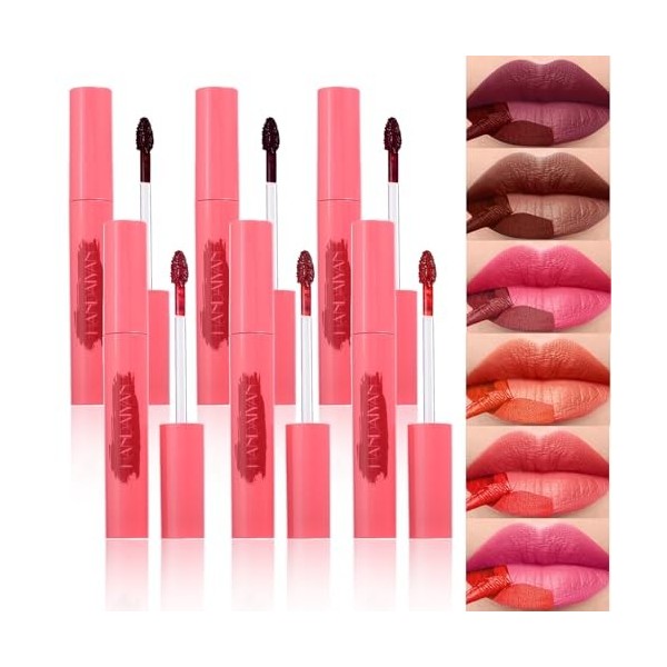 BeauFairy 6 Pièces Peel Off Lip Stain, Lip Tattoo Lipstick, Rouge à Lèvres Peel Off, Brillants à Lèvres Magic Tattoo, Teinte 