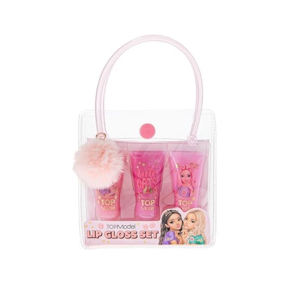 Depesche 11990 TOPModel Beauty and Me-Set pochette pour enfants, 3 gloss dans des tons roses avec des parfums fruités, multic