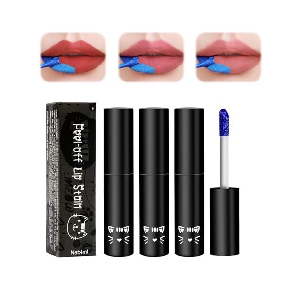 Allony Peel Off Lip Stain,Magic Tattoo Lip Gloss,Allony Brillant à lèvres Longue,Peel Off Lipstick durables Brillants Soins d