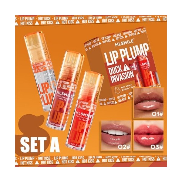 3 pcs brillant repulpant,huile à lèvres hydratante, brillant à lèvres repulpant à haute teneur en pigments,huile à lèvres hyd