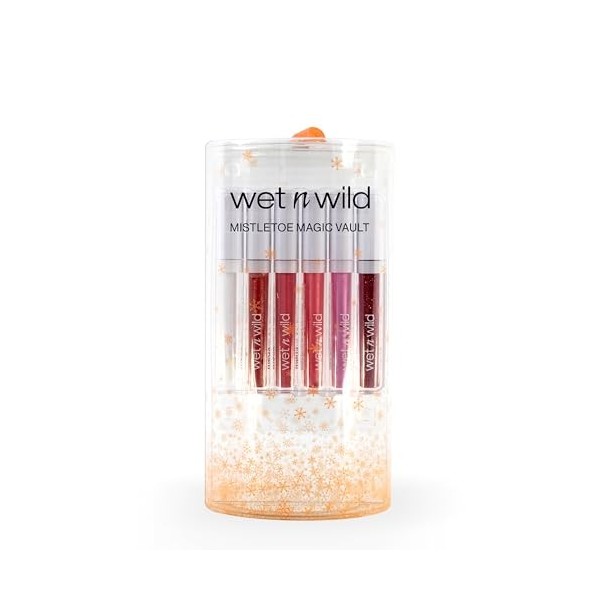 Wet n Wild Mistletoe Magic Vault, Ensemble Gloss à Lèvres 6 Pièces, Enrichi en Acide Hyaluronique, Collagène, Huile de Tourne