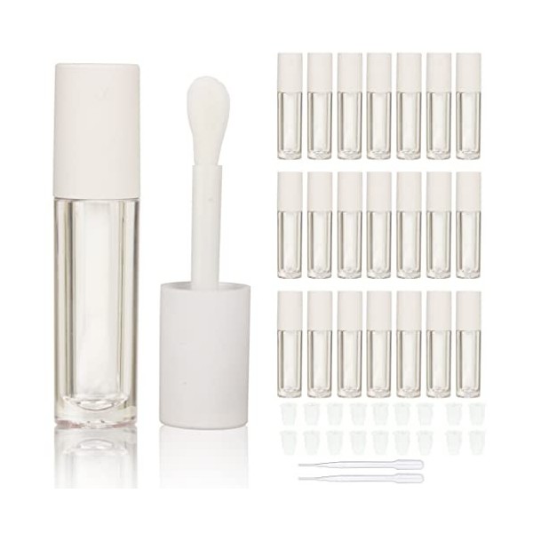 COSIDEA Lot de 24 tubes vides de gloss à lèvres avec bouchon 5 ml, Capuchon noir, frosted bottle,