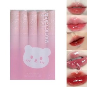Katyjun Lot de 5 gloss à lèvres pour filles, huile à lèvres longue durée, style coréen