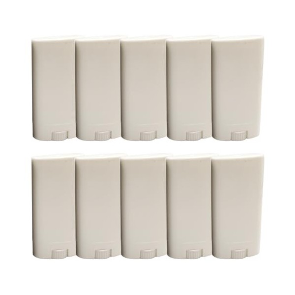 Lot de 10 tubes vides rechargeables ovales en plastique blanc de 15 ml pour déodorant, baume à lèvres, rouge à lèvres, tube d