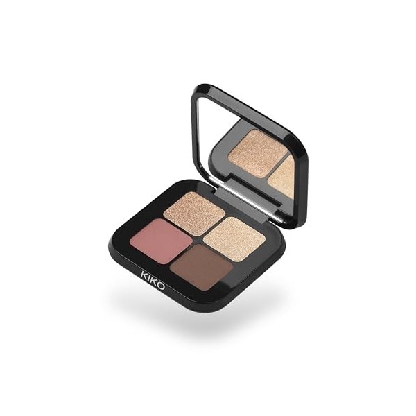 KIKO Milano Bright Quartet Eyeshadow Palette 04 | Palette Avec 4 Ombres À Paupières Cuites Pour Utilisation Sèche Et Humide