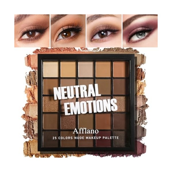 Afflano Palette dOmbres à Paupières Nude Neutre, Base De Taupe Chaud Fard à Paupière Palette Maquillage Yeux Mates Et Brilla