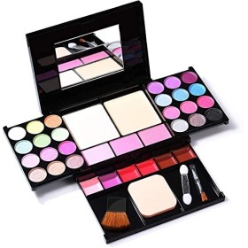 ASPCOK Palette de maquillage pour fard à paupières, 35 couleurs vives, mats et brillants, pinceaux à blush