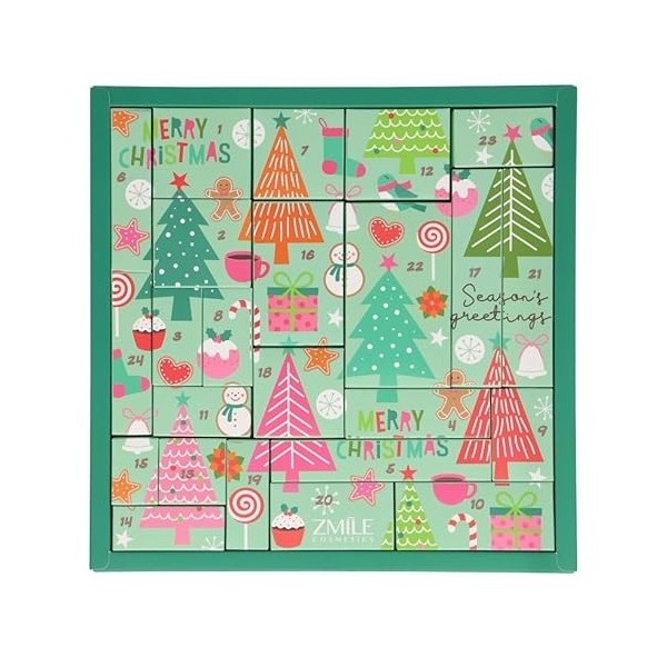 ZMILE COSMETICS Beauty Advent Calendar Pinetrees - 24 Surprises for Make-Up and Styling in Trendy Puzzle Advent Calendar wi