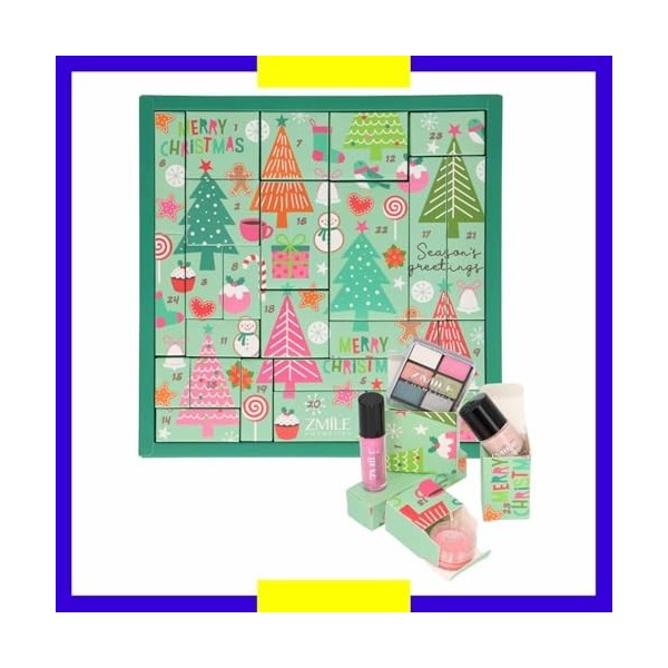 ZMILE COSMETICS Beauty Advent Calendar Pinetrees - 24 Surprises for Make-Up and Styling in Trendy Puzzle Advent Calendar wi