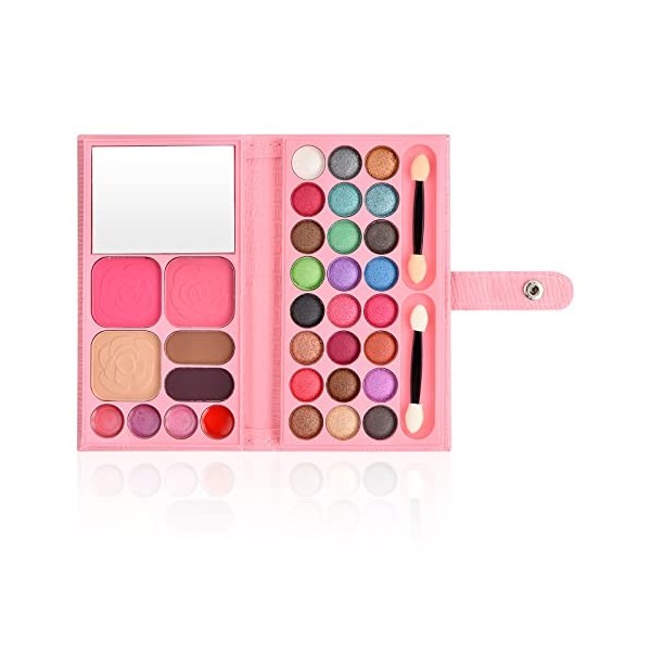 Palette de maquillage pour fard à paupières, rouge à lèvres, blush, poudre à sourcils, poudre dombrage, petits pinceaux de m