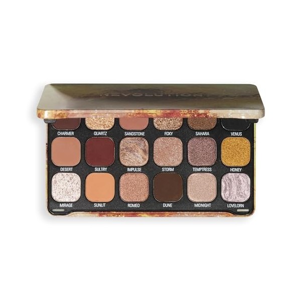 Revolution Beauty, Palette de Fards à Paupières Forever Flawless, 18 Teintes Pigmentées Mattes & Irisées, Végan & Sans Cruaut