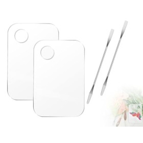 Lhbwhiz Lot de 2 palettes de maquillage,palette de mélange acrylique transparente,palette de mélange de cosmétiques,plateau d