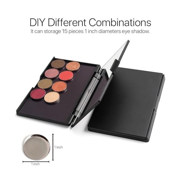 Palette magnétique à faire soi-même avec miroir, pour ombre à paupières, rouge à lèvres, poudre, surligneur, avec 12 moules r