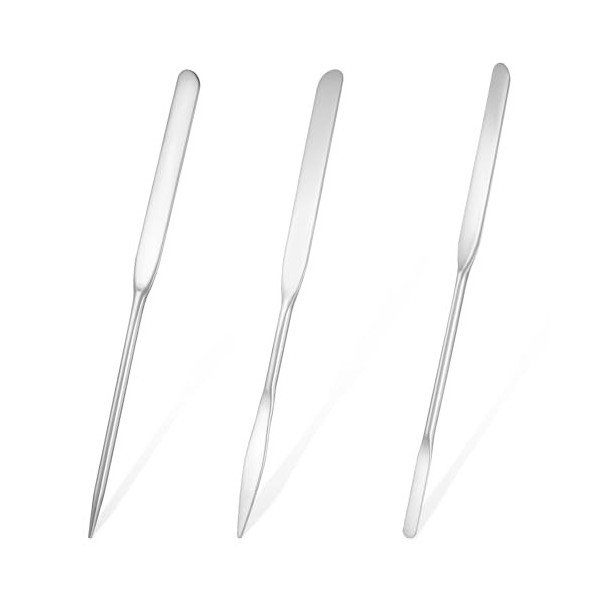 Qianyu Lot de 3 spatules à fond de teint en acier inoxydable pour une application uniforme du fond de teint, spatules à doubl