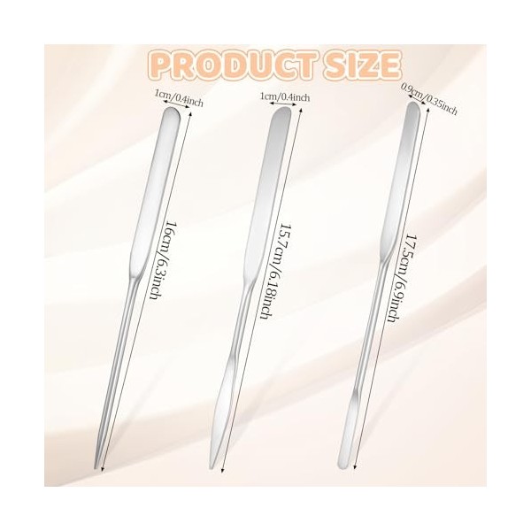 Qianyu Lot de 3 spatules à fond de teint en acier inoxydable pour une application uniforme du fond de teint, spatules à doubl